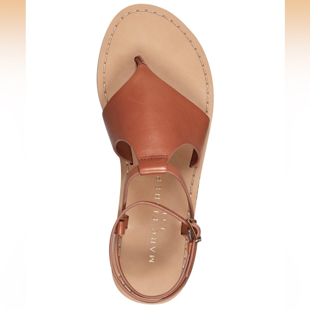 NIB Marc Fisher LTD Lille Flat Sandal, Natural Leather - Picture 3 of 8
